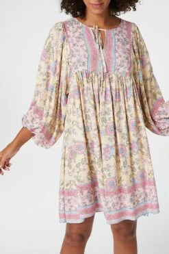 Vintage Floral 3/4 Sleeve Swing Dress -Hallmark Style D730810 APRICOT 4