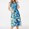 Abstract Floral Print Midi Dress -Hallmark Style D730969 BLUE 1