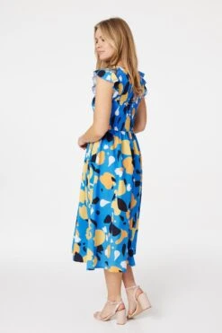 Abstract Floral Print Midi Dress -Hallmark Style D730969 BLUE 6