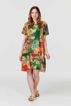 Hallmark Style 44 Abstract Print Tunic Dress