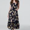 Vintage Rose Lace Trim Maxi Dress -Hallmark Style D731345 NAVY 2