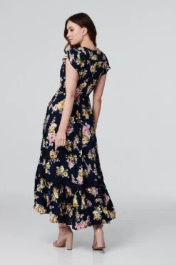 Vintage Rose Lace Trim Maxi Dress -Hallmark Style D731345 NAVY 7