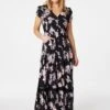 Floral Lace Trim Maxi Dress -Hallmark Style D731481 BLACK 1