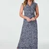 Ditsy Floral Frill Hem Maxi Dress -Hallmark Style D731644 NAVY 1