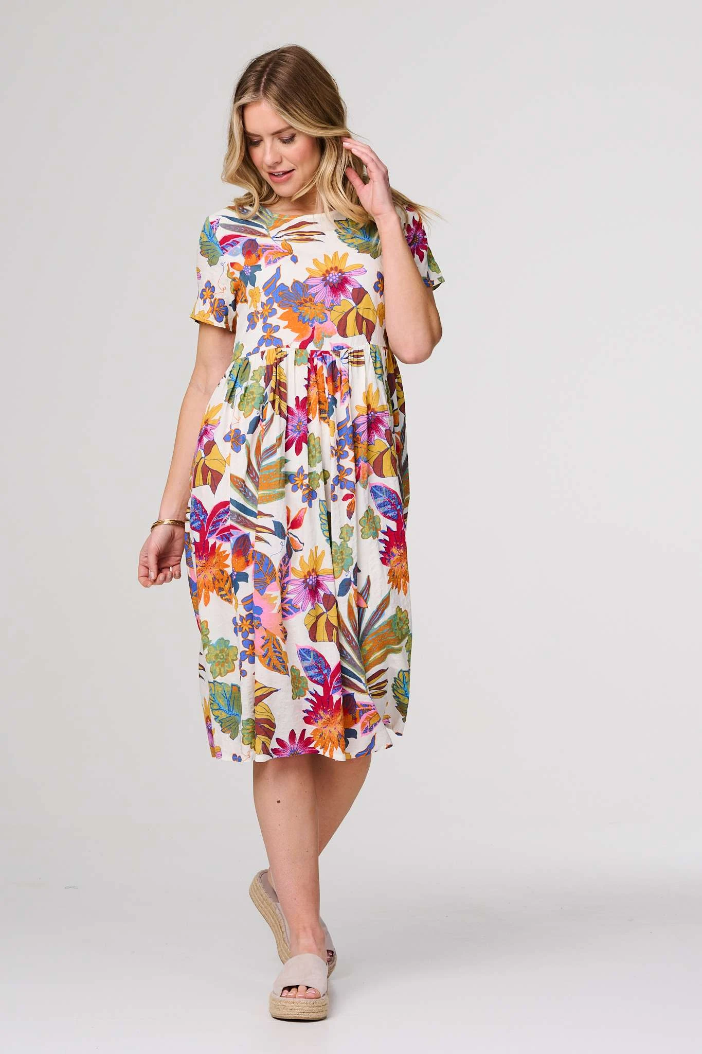Floral Short Sleeve Relaxed Midi Dress 6 Floral Short Sleeve Relaxed Midi Dress - Image 4