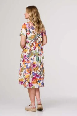 Floral Short Sleeve Relaxed Midi Dress 12 Floral Short Sleeve Relaxed Midi Dress -Hallmark Style D732232 MULTI WHITE 6