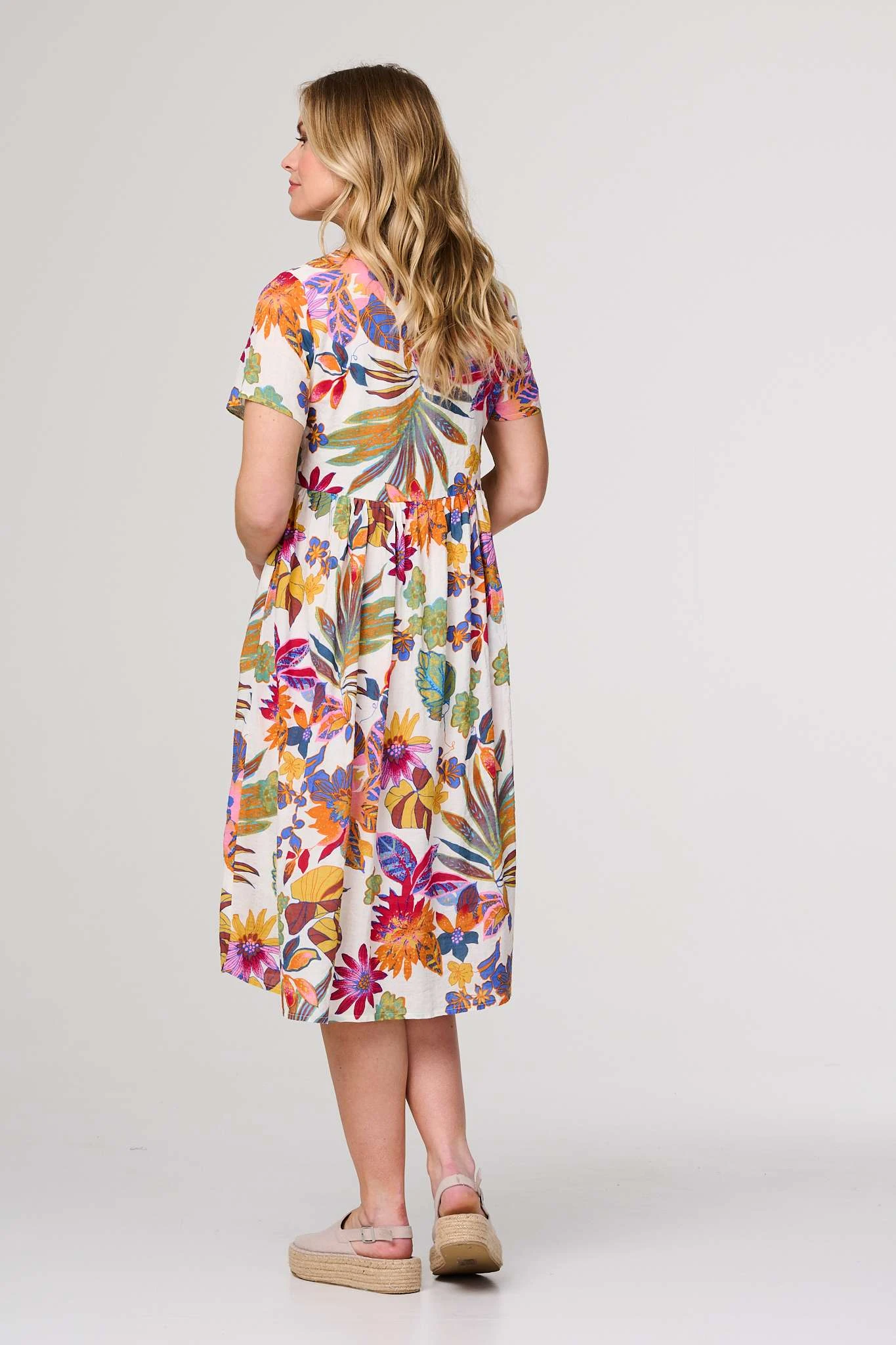 Floral Short Sleeve Relaxed Midi Dress 5 Floral Short Sleeve Relaxed Midi Dress - Image 3