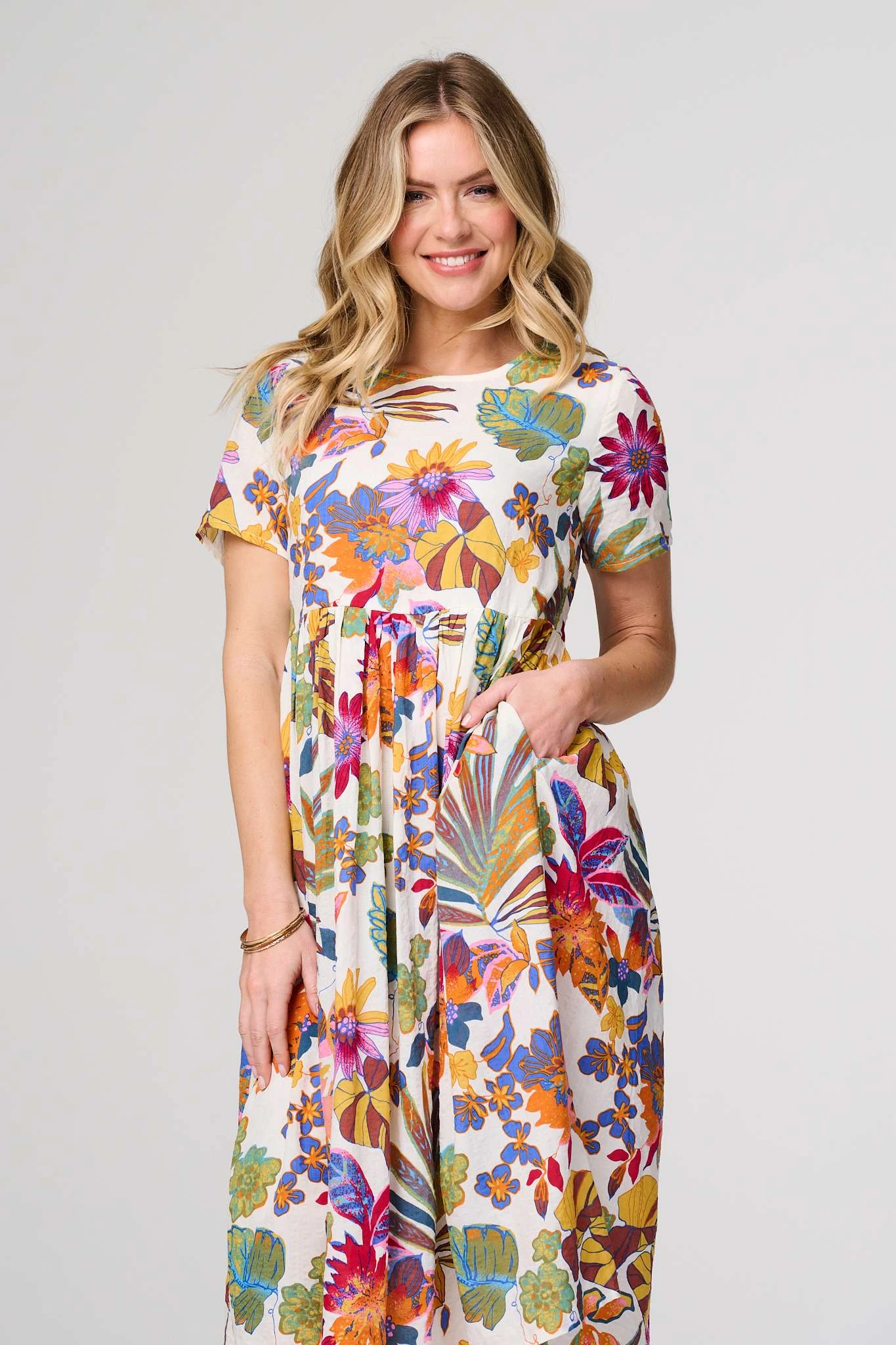 Floral Short Sleeve Relaxed Midi Dress 4 Floral Short Sleeve Relaxed Midi Dress - Image 2