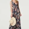 Printed Sleeveless Maxi Sun Dress -Hallmark Style D732272 MULTI NAVY 2
