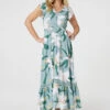 Lilly Print Lace Trim Maxi Dress -Hallmark Style D732294 MULTI GREEN 1