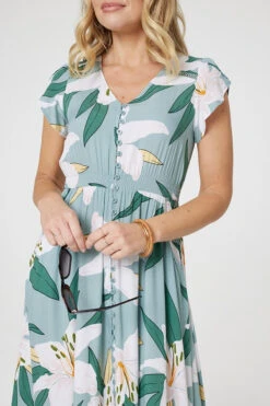 Lilly Print Lace Trim Maxi Dress -Hallmark Style D732294 MULTI GREEN 5