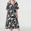 Floral Flute Sleeve Midi Dress 1 Floral Flute Sleeve Midi Dress -Hallmark Style D732564 MULTI BLACK 2
