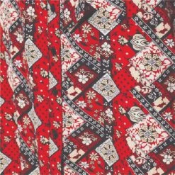 Printed Tie Waist Midi Shirt Dress -Hallmark Style D732625 MULTI RED swatch