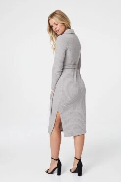 Polo Collar Knit Dress -Hallmark Style KD158136 GREY 4