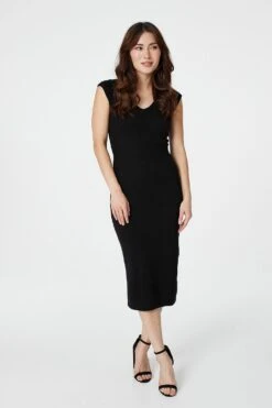 Sleeveless Bodycon Knit Dress -Hallmark Style KD158208 BLACK 1