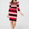 Striped Pocket Detail Knit Dress -Hallmark Style KD167105 MULTI RED 2