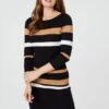 Striped Bodycon Knit Dress 2 Striped Bodycon Knit Dress -Hallmark Style KD168962 MULTI BLACK 3