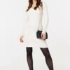 Plain Ribbed Knit Mini Dress -Hallmark Style KD170958 WHITE 1