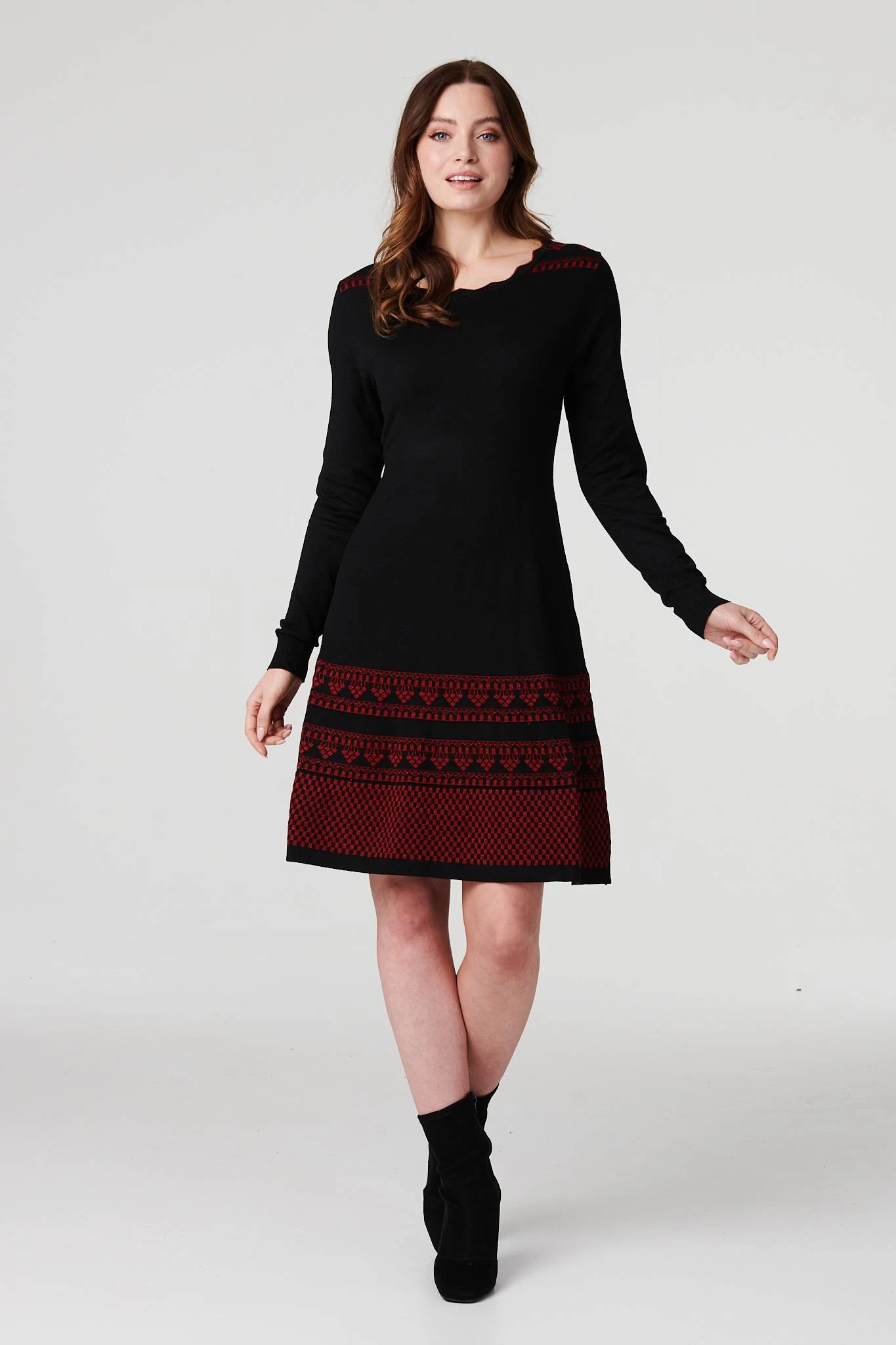 Nordic Print Knitted Skater Dress 4 Nordic Print Knitted Skater Dress - Image 2
