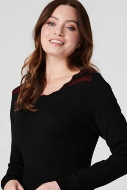 Nordic Print Knitted Skater Dress 10 Nordic Print Knitted Skater Dress -Hallmark Style KD171029 MULTI BLACK ALT 4