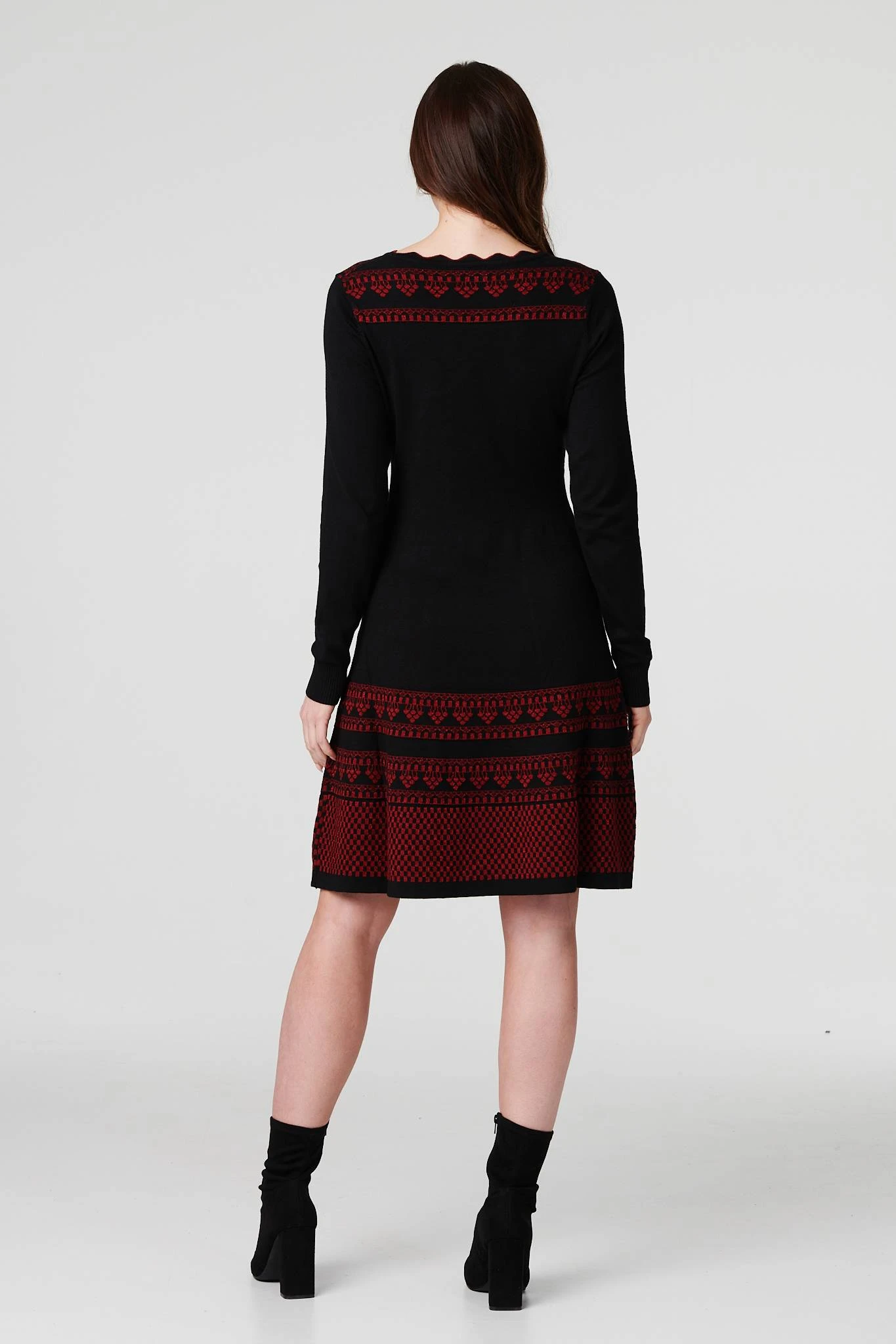 Nordic Print Knitted Skater Dress 5 Nordic Print Knitted Skater Dress - Image 3