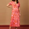 Floral Tie Back Midi Tea Dress -Hallmark Style PUJA D169898 1